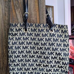 Michael Kors Black and Tan Signature Tote